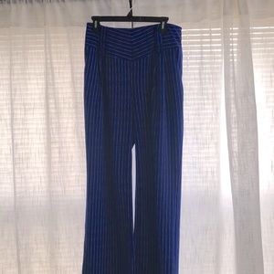 Blue and white stripe pants L